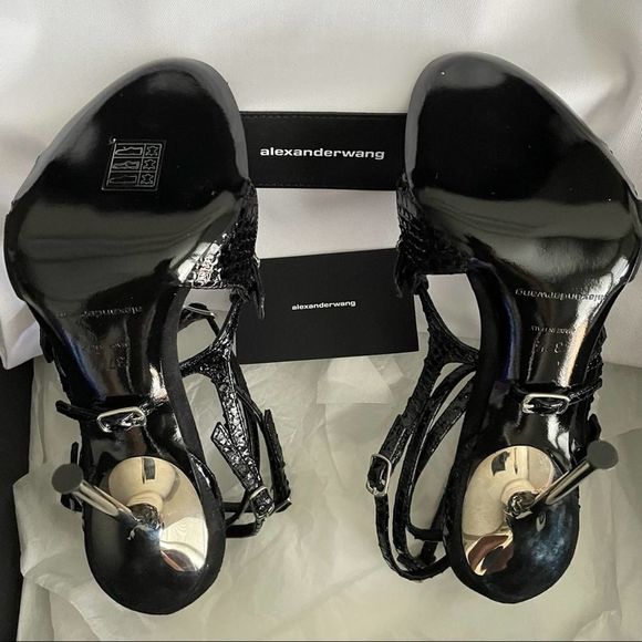 ALEXANDER WANG Kiley Calf/Snake Embossed Strappy Heel - Picture 9 of 11
